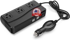 Inversor De Corriente Tomacorriente Para Carro Auto 12 V a 110 V 4 USB 3 Enchufe