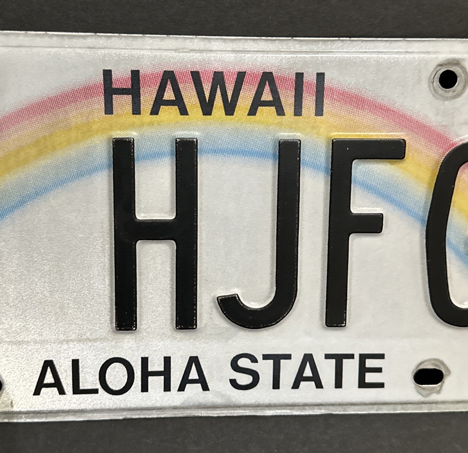 2016 Hawaii — 4 HJFG — Vanity License Plate w/Sticker, ALOHA STATE