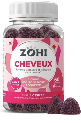 Complément Alimentaire ZOHI Gommes Cheveux - 60 Gommes - Expiration 11/2024 - Neuf