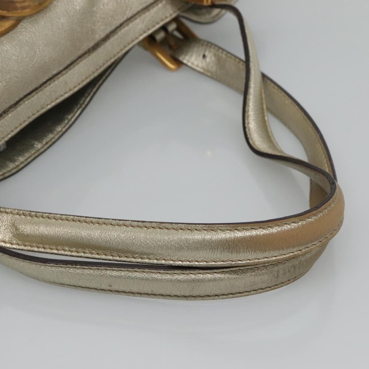 GUCCI Interlocking Tote Bag Leather Gold 162094 Auth KD453