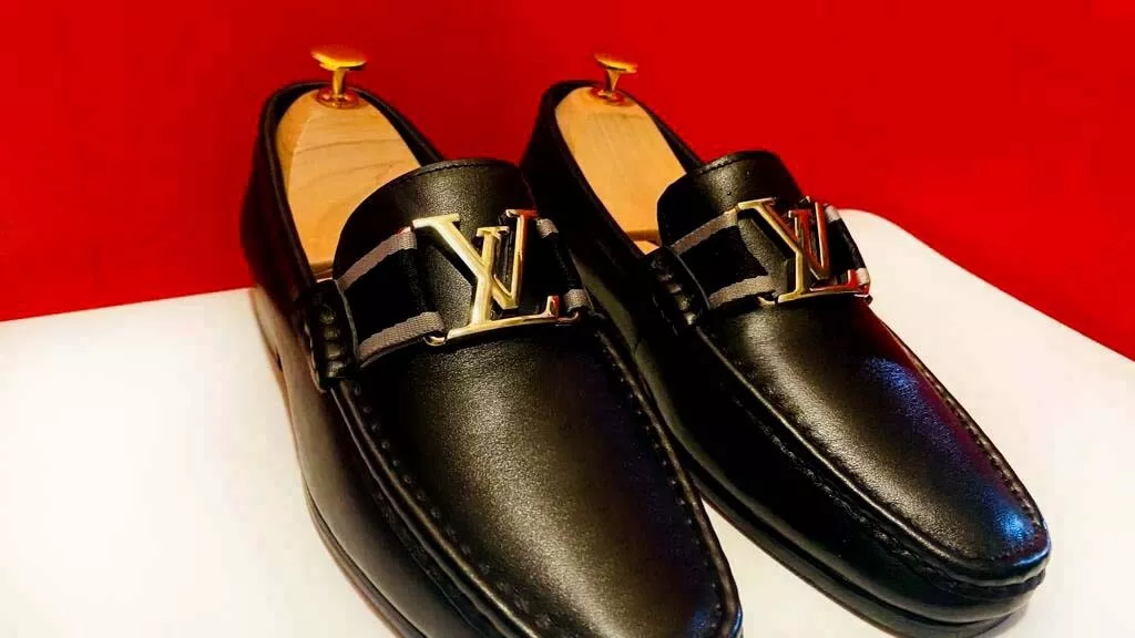 lv black loafers