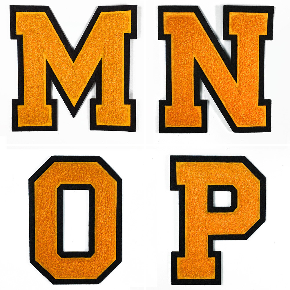 Chenille Stitch Varsity Alphabet Iron-On Patch - 4.5 Inch Letter X, Golden Yellow/Black - View #3