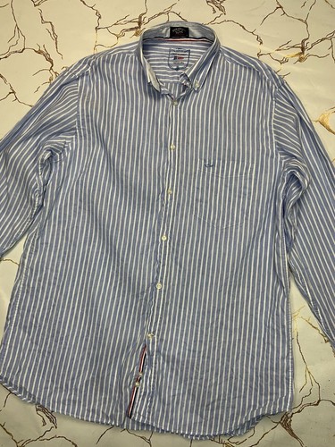 Paul & Shark Men Blue White Striped Button Up Shirt Size 42 Long Sleeve - Picture 2 of 7