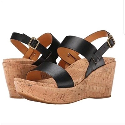 black cork heeled sandals