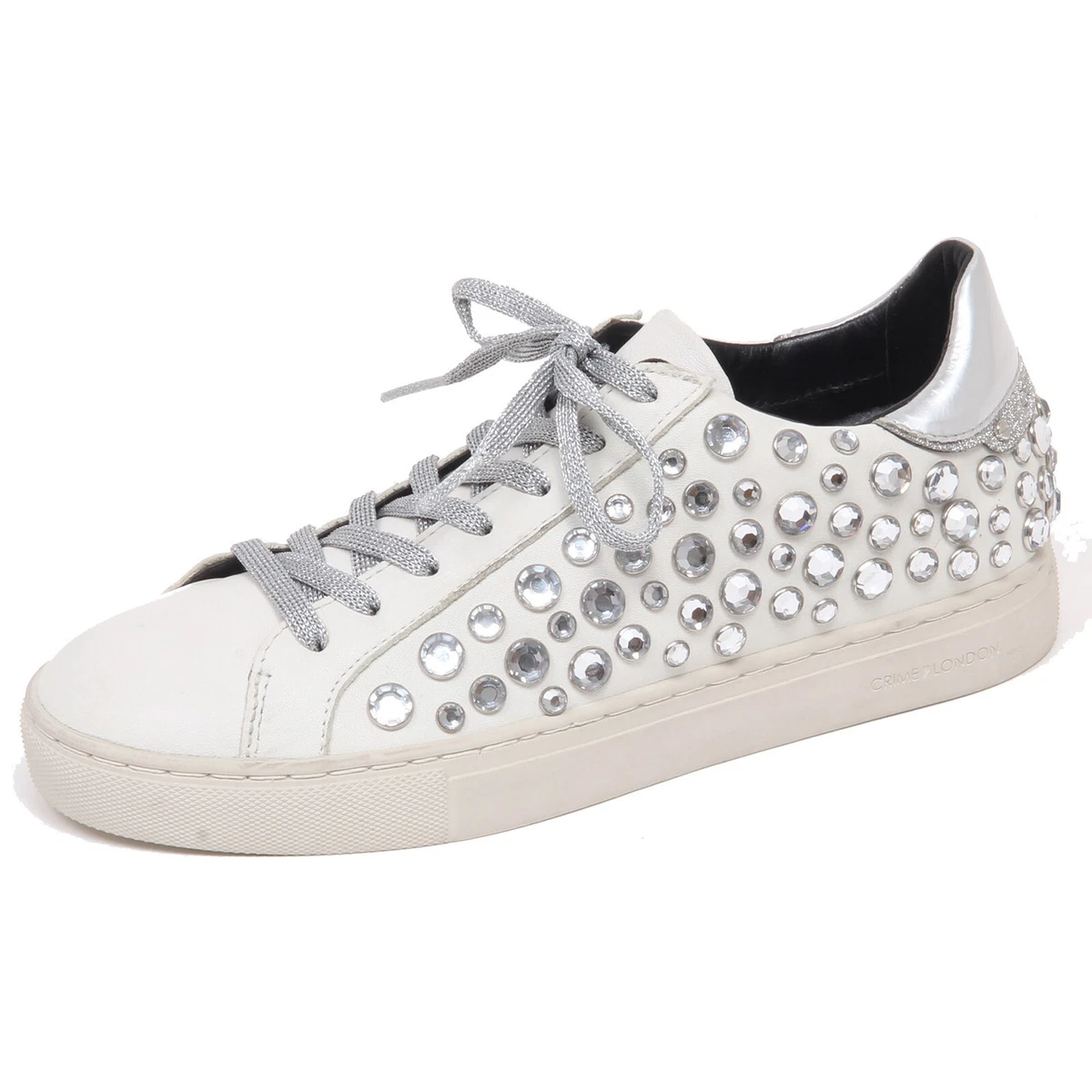 F4506 sneaker donna white silver CRIME LONDON vintage scarpe shoe