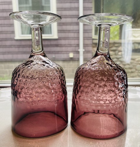 Pottery Barn Purple Ombre Crackle Textured Water Goblet Honeycomb Rare Glass-2 - Picture 10 of 14