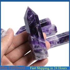 Natural Dream Amethyst Quartz Crystal Point Wand Healing Meditation Stone Decor
