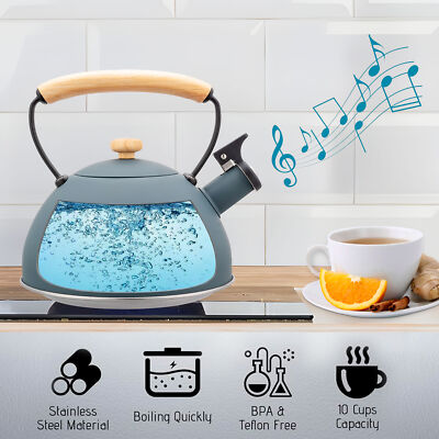 Wasserkessel Induktion Flötenkessel 2,3L Edelstahl, Holzgriff Briebe Nordic