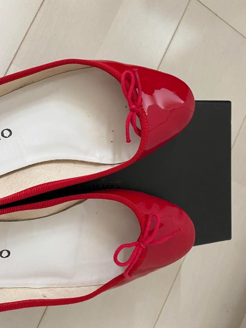 Repetto Round Toe Flat Pumps Ballet Shoes Size 36.5 Red
