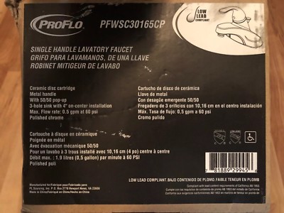 ProFlo PFWSC30165CP 0.5 GPM Centerset Single Handle Bathroom Faucet - Includes P