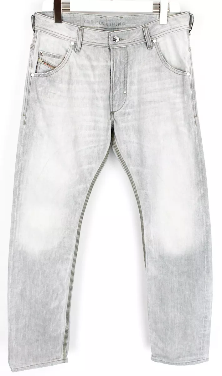 DIESEL Krooley Regular Slim-Carrot 0887Q Jeans Men's W32/L32 Zip Fly Faded Grey