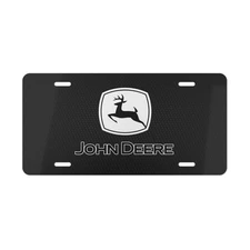 John Deere Black Front License Plate Carbon Fiber Simulation Tag Vanity Style