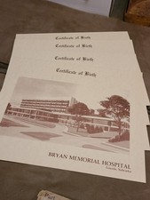 4 Bryan Memorial Birth Certificate Folders