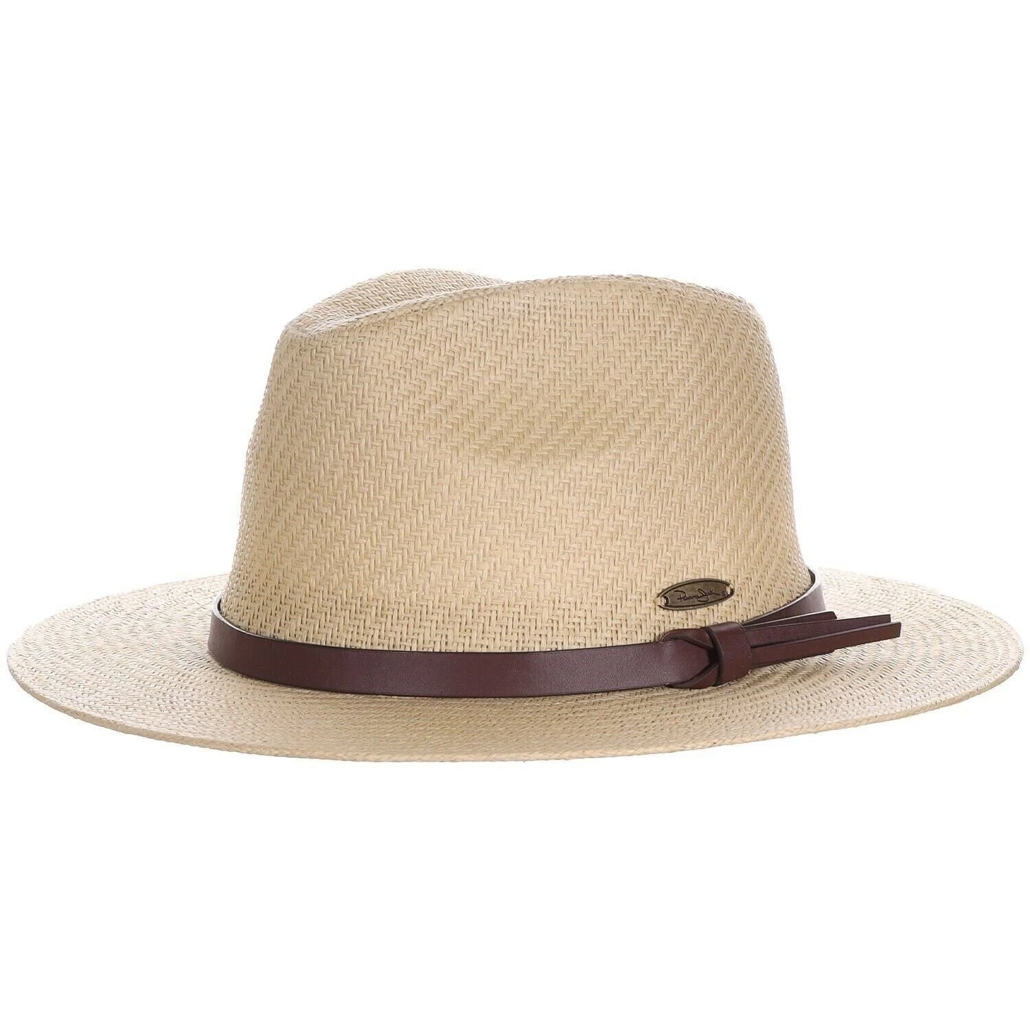 Panama Jack Straw Safari Hat - Vegan Leather Band Matte Toyo, UPF 50+ Sun