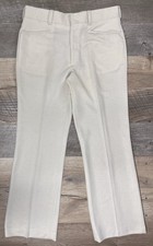 LEVI'S PANATELA 1970s Ivory Straight Leg Slacks Men 36x34 Pleated Flecked Pants