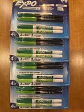 Expo 4ct Fine Mixed 2 Dry / 2 Wet Erase Marker Assorted Lot of 4 packages Green