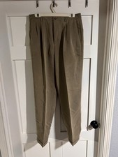 Claiborne Men's Pleated Dress Pants Beige Rayon Polyester Straight Leg