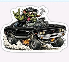 Amc Amx Magnet - Green Rat Vinyl Muscle Rat Fink Ratfink Style Odd Rods