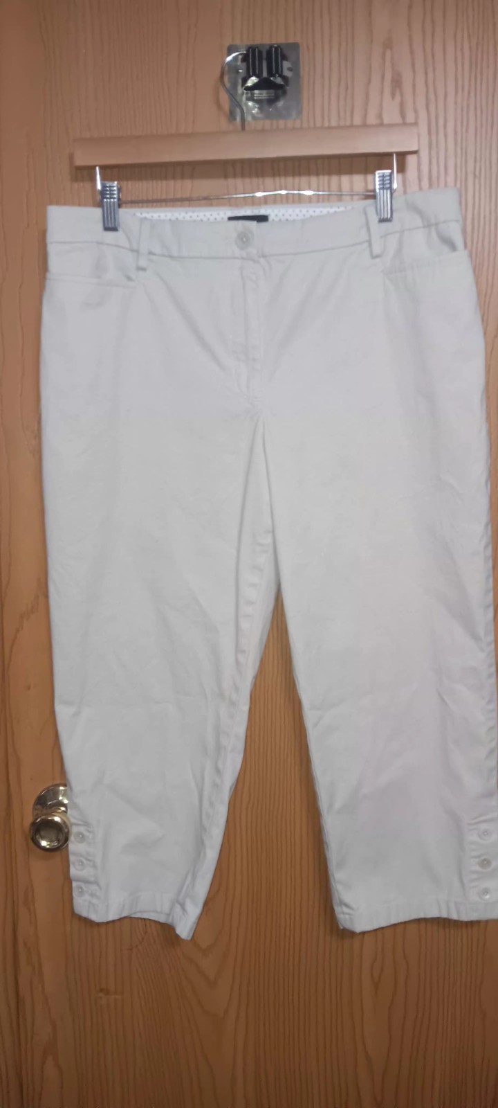 Talbots Perfect Skimmer Cropped Ankle Pants Womens Size 12 Biege Dress Slack...
