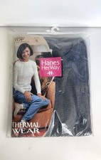 New Vintage 1997 Hanes Her Way Thermal Wear Top Women's Waffle Weave Gray Small