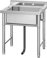 GARVEE Commercial Utility Sink Free-Standing Stainless Steel Single Bowl,Kitchen