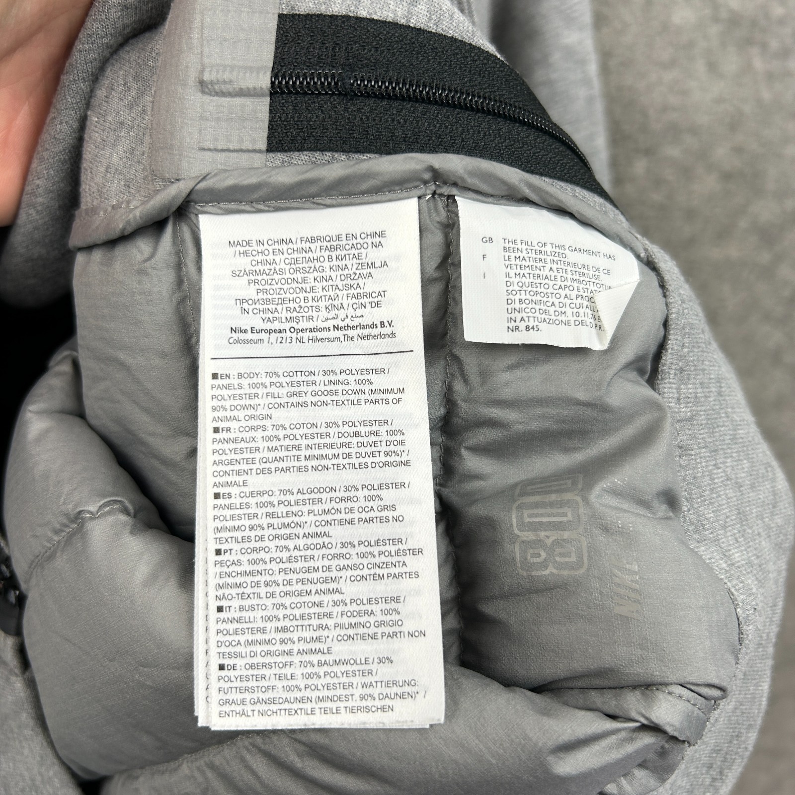 Nike Jumper Womens Large Grey Tech Fleece 800 Aeroloft Goose Down Hybrid Sweater image 6