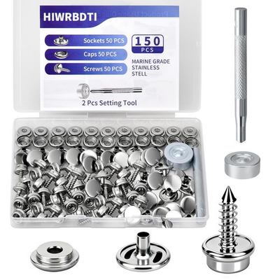 #ad HIWRBDTI 150 Pcs Stainless Steel Canvas Snap Button Kit with 2 Silver $9.60