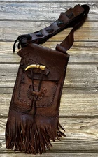 Leather Possibles Bag with Adjustable Straps and Numerous Pockets Bushcraft