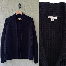 Gap Women's XS Black Long Sleeve 100 Cotton Open Front Chunky Cardigan Sweater