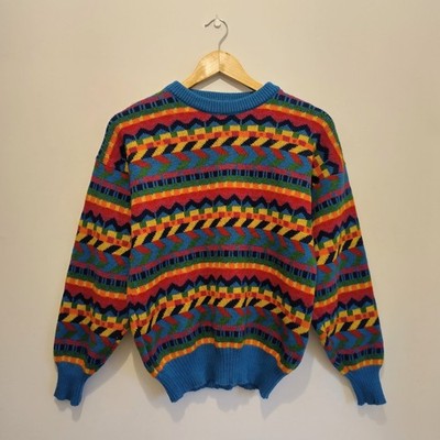 Summit Sports Vintage Pullover 100% Wolle mehrfarbig gemustert Größe S