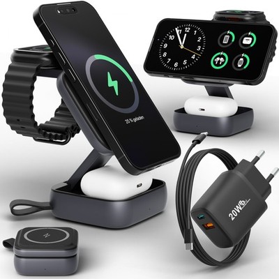 Ladestation iPhone iWatch 3in1 MagSafe Ladegerät Kompakt Wireless Charge Station
