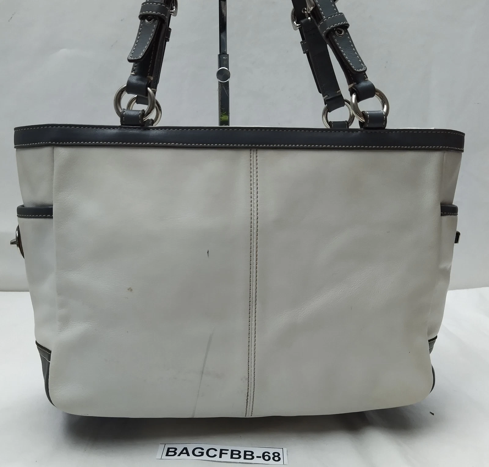 Borsa Coach East West Gallery in pelle bianca con doppio manico e cerniera