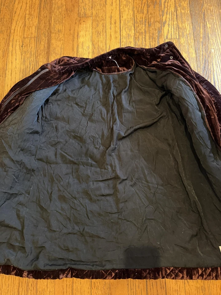 Chaqueta Free People Mujer Pequeña Púrpura Acolchada Terciopelo Longline Abrigo OB435754 Foto 3 de 4