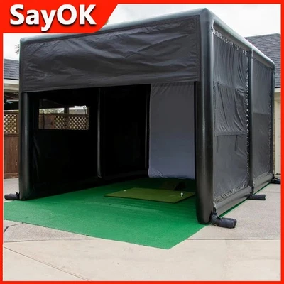 13x10FT Tragbarer Aufblasbarer Golfsimulator Gehäuse Golf Training Käfig mit Bildschirm - Bild 1 von 4