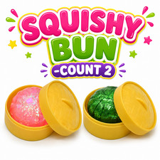 Squishy Bun Toy Set -COUNT- 2 Glitter Sensory Stress Relief Squishies