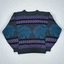 Vintage Saturdays Cosby Sweater Men's Size L Floral Pattern EUC Grandpa Grunge