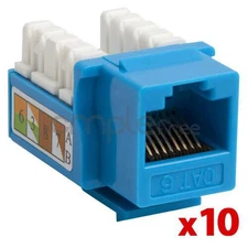 Cat6 Punch Down Keystone Jack RJ45 CAT6 Blue Lot of 10 NEW