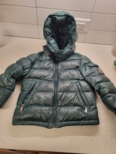 Moncler Green Hooded Down Puffer Jacket Unisex Kids Nylon Zip Pockets