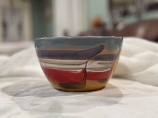 Vietri Italy Hand Painted 6” Bowl Coastal Vista Abstract Terracotta Artisanal