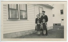 1940s WWII Era Snapshot US Sailor with Family, US Navy