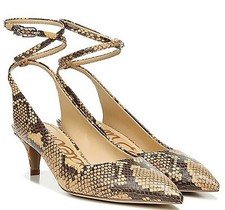 Sam Edelman Devry Snake Print Leather Slingback Ankle Strap Pumps, US 9 M