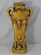 ANCIEN VASE PLATRE SCULPTE COQUILLES FLEURS ET FLEURS DE LYS ART NOUVEAU 11M22 