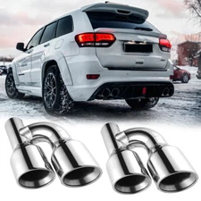 For Jeep Grand Cherokee Hemi Dual 2.5" Inlet 4" Outlet Quad Exhaust Tips Steel