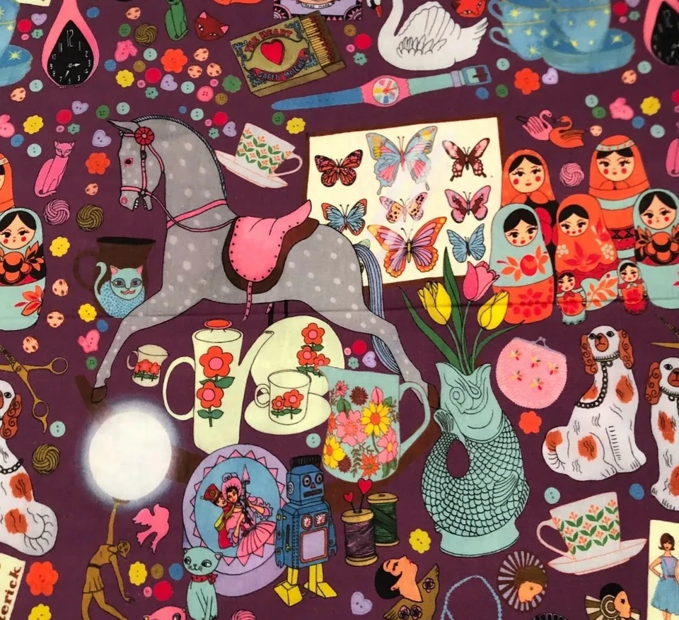 Stoff Meterware Baumwollstoff Baumwolle 50 cm Märchen Matroschka Pferd Abstrakt  - Bild 2 von 4