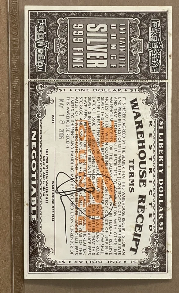 1/20 Oz Silver Liberty Currency Coeur D Alene , Idaho 2006 RARE - Image 4 of 4