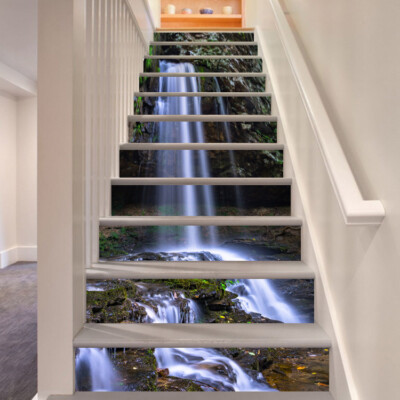 3D Waterfall Stone ZHU181 Stairs Risers Decoration Photo Mural Vinyl Wallpaper