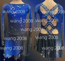 Figure Skating Dress Ice Skating Dress Competition Fashion blue black dyeing
