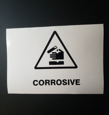 Corrosive Liquid Storage Cabinet  ACID decals stickers caution BLACK FAST