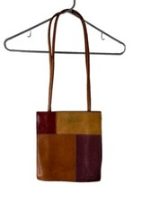 Vintage Y2K Streetwear Leather Patchwork Color Block Shoulder Purse Baguette