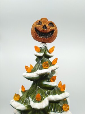 50 Orange Twist Lights Bulbs & Pumpkin Topper for Ceramic Christmas ...